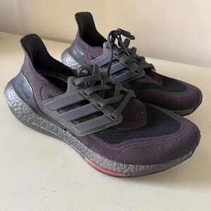 Adidas Ultraboost 21 Men's Size 6.5 J Carbon Solar Grey Red Running Shoes